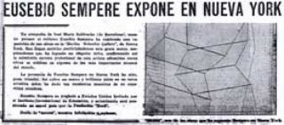 Recorte prensa: Eusebio Sempere expone en Nueva York. Informaciones de Alicante 20/5/63.